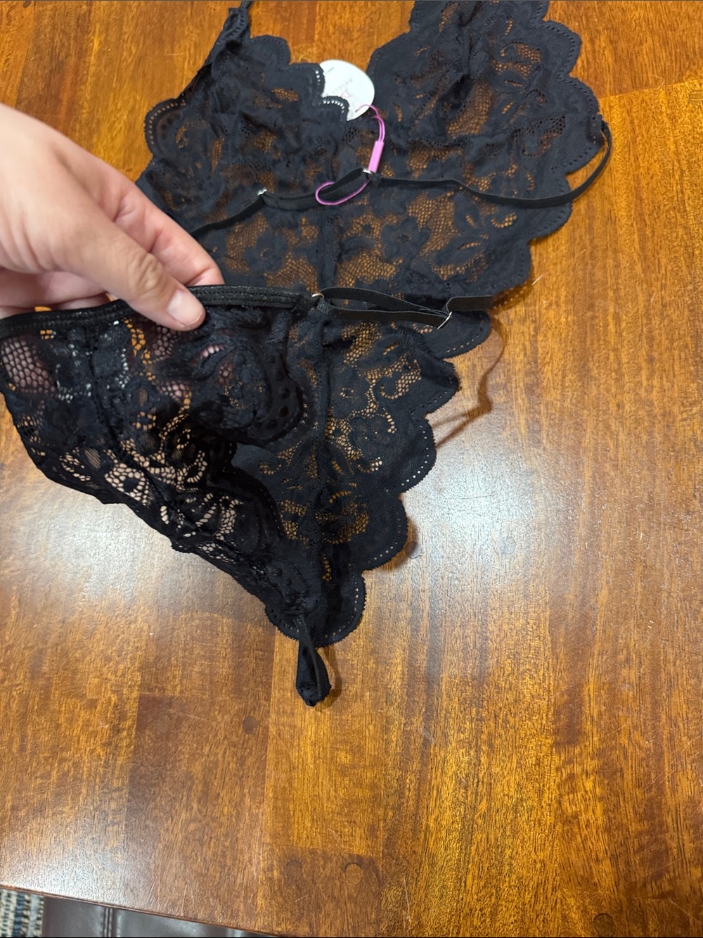 NWT Avidlove Black Lace Halter Teddy Bodysuit - Picture 8 of 12